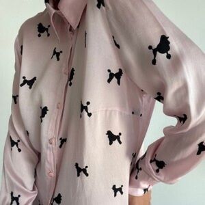 RARE Escada poodle silk blouse